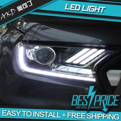 AKD Cars Styling Headlight For Ford Ranger Everest 2015-2018 Mustang Headlights LED Running lights Bi-Xenon Beam Fog lights