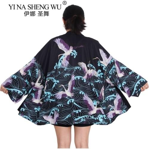 Summer Japanese Cardigan Kimono Clothes Traditional Shirts Print Women Harajuku Top Cardigan Asian Costume Yukata Haori Obi Coat