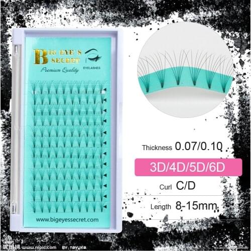 BES 1 Tray 12 Lines Russian Volume Eyelashes Extension Short Stem Pre made Fans C D curl Mink Lash Eyelash Individual Extensions