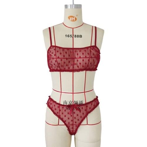 Bra and Panty Set Dot Tank Tops Lace Bras Sexy See-through Women Underwear Transparent Bra Hot Erotic Femme Camis