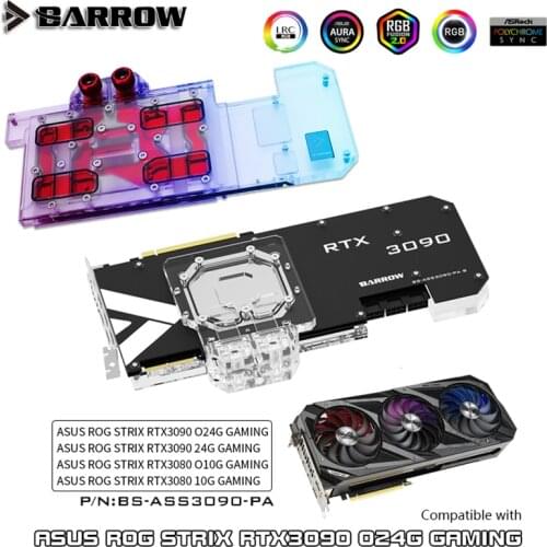 Bykski Graphics Card GPU Water Block For ASUS STRIX ROG RTX 3090/3080, VGA Cooler 12V RGB/ 5V M/B SYNC, N-AS3090STRIX-X-V2