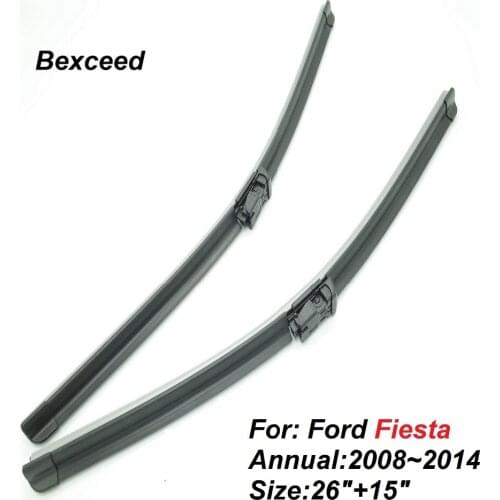 Wipers Blade for Ford Fiesta Mk6 26"+15" High Quality Bexceed of Car Windshield Rubber 2009 2010 2011 2012 2013 2014 2015 2016