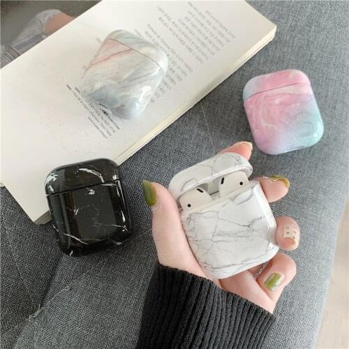 Fashion Marble Earphone Case For Apple Airpods 2 1 Air Pods Cases Cute Vintage Cover For AirPods Protector Shell