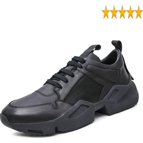 Men Casual Street Genuine Leather Cowhide Retro Wedges Shoes Loafers British Style Breathable Driving Sneakers Homme