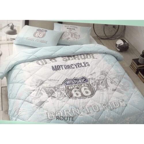 TAÇ Route Blue Single Duvet Set Tac Sleeping Set-QUILT: 155x215 cm SHEET: 180x260 cm PILLOW CASE: 50x70 cm (1 PCS) FILLED PILLOW