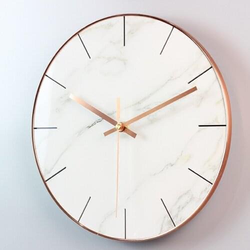 Simple modern living room Nordic marble wall clock creative home bedroom mute quartz clock clock 29CM