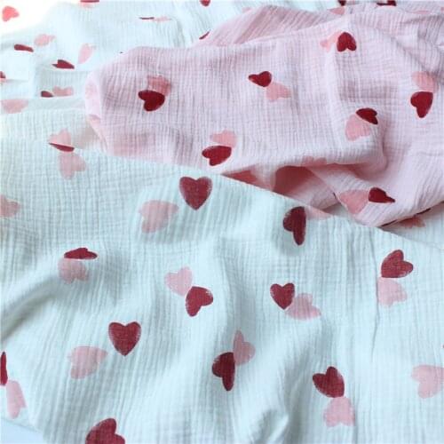 140x50cm New Love Double Crepe Seersucker Cotton Sewing Fabric, Making Childrens Pajamas Home Wear Cloth