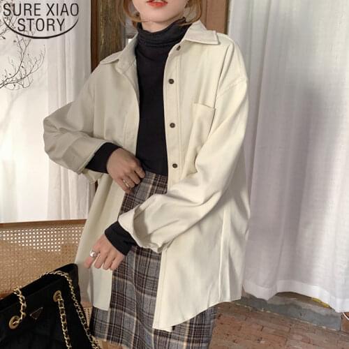 New 2021 Plus Size Autumn and Winter Shirts and Blouses Vintage Turn Down Collar Ladies Tops Long Sleeve Female Blusas 12812
