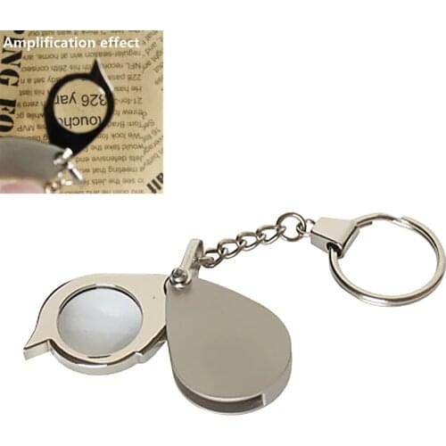 Portable 8X Folding Key Ring Glass Magnifier with Key Chain Waterproof Daily Magnifying Pocket Tool