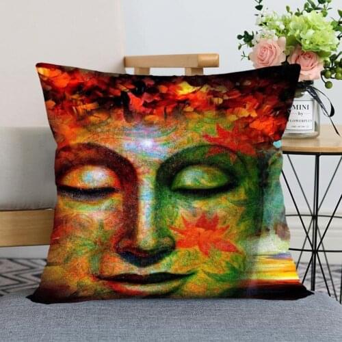 New Arrival Buddha Pillowcase Wedding Decorative Pillow Cover Custom Printed Soft Satin Fabric Pillow Cases Not Fade