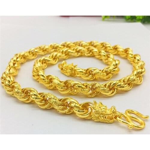 Luxury 14K Gold Necklace for Mens Wedding Engagement Jewelry Delicate Linen Flower Leading Chain Necklace Anniversary Gift Male