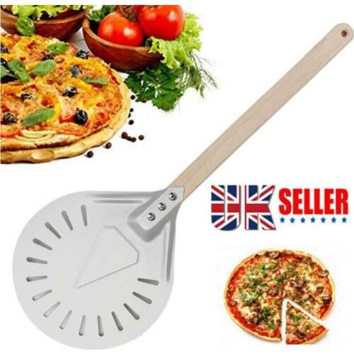 7 Inch Perforated Pizza Turning Peel Pizza Shovel Wood Handle Pizza Peel Paddle Short Pizza Tool Non Slip Handle Pizza Utensils