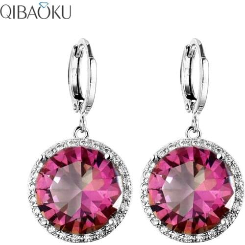 Multi-Color Earrings Round 15MM Cubic Zirconia Earrings Girls Womens Party Gifts Anniversary Fine Jewelry