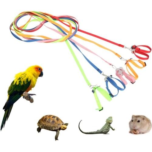 Adjustable Pet Harness Reptile Leash Turtle Gerbil Lizard Outdoor Training Soft Strap Anti-bite Multicolor Light Traction Rope