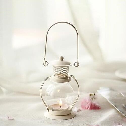 Retro Portable Candlestick Kerosene Lamp Romantic Dinner Props Glass Candle Holder for Indoor Decorative Home