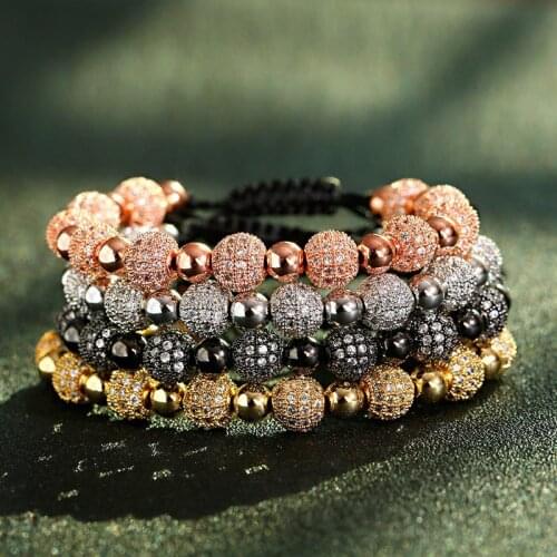 Luxury Ball Copper Beaded Bracelet Men Handmade Charm Classic White CZ Bracelets&Bangles Women Jewelry