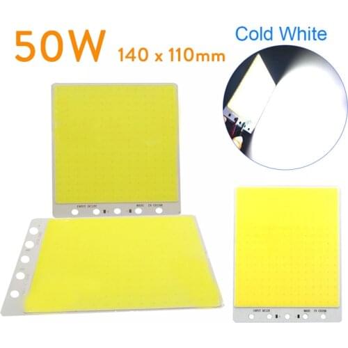 LED COB Flip Chip 50W 110 x 140mm 5000LM Square Shape LED COB Beads Module Lamp DC 12V Floodlight Source Bulb for DIY Work Light
