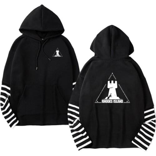 Game Arknights Rhodes Island hoodie pullover men cosplay fake two-piece striped long-sleeved Guard Lappland Costumes hoodies top