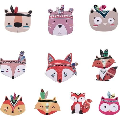 Kids Room Decorations Nordic Style Wood Plastic Board Ornaments Cartoon Animal Head Wall Decor Children Gift