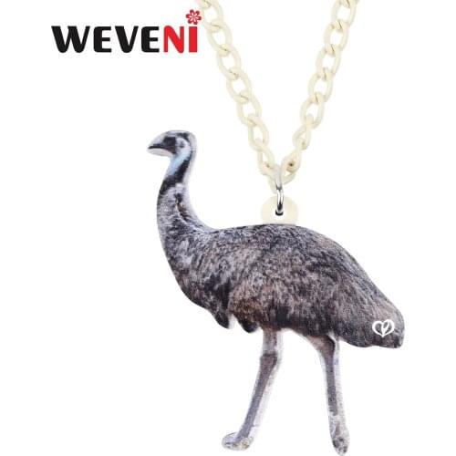 WEVENI Acrylic Gray Australian Ostrich Necklace Pendant Collar Choker Fashion Jewelry For Women Girls Gift Charms Decoration