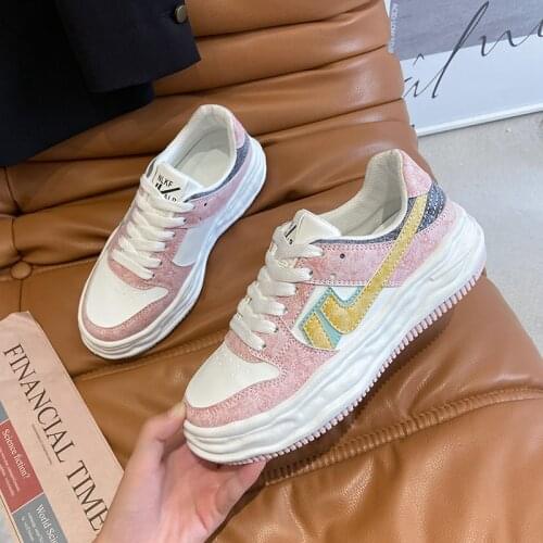 Womens Sports Shoes Fashion Sneakers 2021 Color Matching Tie All-match Comfortable Breathable Female Shoes Zapatillas Mujer