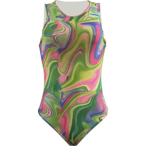 S-XXL Womens Summer Seaside Color Camouflage Pattern Vest-style Printed One-piece Swimsuit