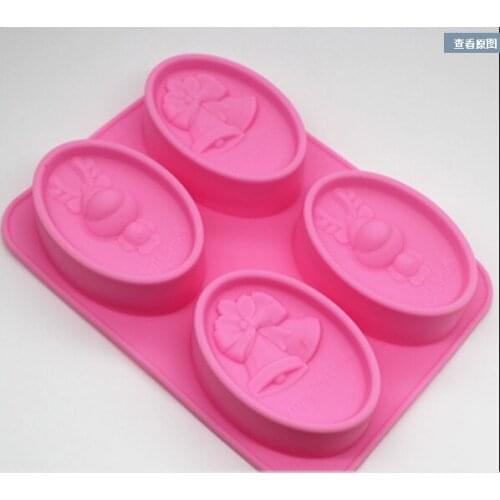 1pcs Four-Holes Deer & Bell (xj554) Silicone Handmade Soap/Cake Mold Crafts DIY Mold