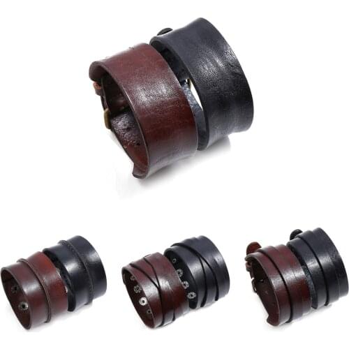 2020 charms punk wide leather adjustable bracelet men guitar motorcycle accessories Wristband jewerly wholesale boyfriend gifts