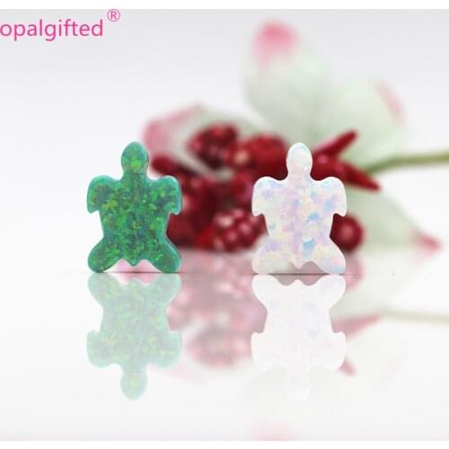 3pcs/lot)Free shipping Fire green/white Synthetic Opal 10*14mm turtle Opal Stone Opal turtle gems stone pendant for Necklace