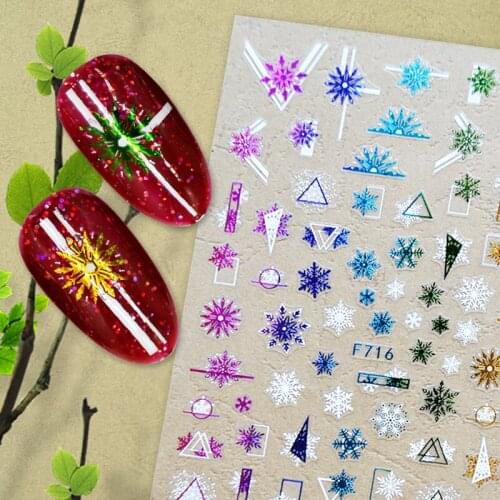 3D Nail Sticker Decals Self-adhesive Stickers for Nails Colorful Geometric Snowflakes Stickers for Manicure Nail Art Decoration