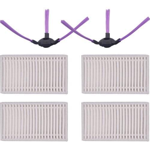 4 pieces of robot hepa filter and 2 pieces. Side brush for iselife PRO1 PRO1S PRO2S robotic vacuum cleaner spare parts