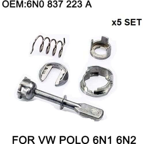 5 Piece Car Iron Door Lock Cylinder Repair Kit For VW POLO 6N1 6N2 1997-2002 Front Left or Right OE# 6N0 837 223A