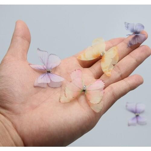 6pcs Transparent yarn/color butterfly/jewelry DIY decoration/simulation butterfly wings/sewing accessories