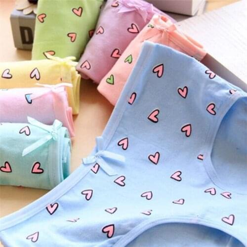 7 Pcs Cotton Underwear for Girls 2018 New Children Soft Panties Teenages Candy Color Briefs SQ-036-7P