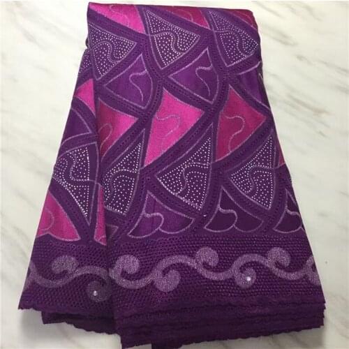 African Cotton Lace Fabric High Quality Nigerian Lace Fabric Purple Swiss Voile Lace In Switzerland For Dress Party M4878