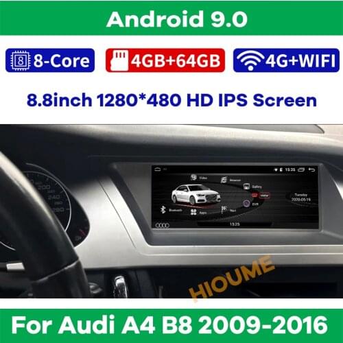 8core 4+64GB Android 9 Car Radio Multimedia Player GPS Navigation for Audi A4 B8 2009-2016 with WIFI IPS Touch Screen BT 4G LTE
