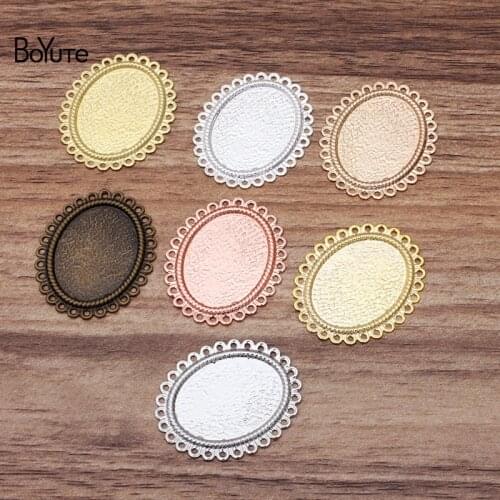 BoYuTe 50Pcs 18*25MM Oval Cabochon Base Metal Brass Stamping Blank Tray Charms for Jewelry Making
