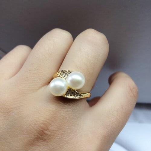 TWO PEARL Ring Base Mountings Findings Settings Adjustable Ring Jewelry Parts Fittings Wedding Accessories for Pearl Beads