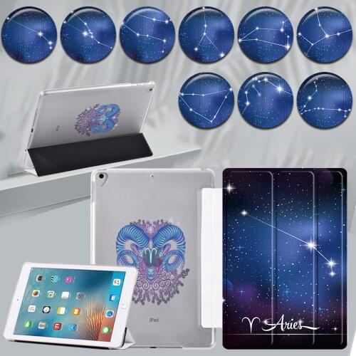 Star Sign Series Tablet Case for Apple IPad Air 1 2 9.7/Air 3 10.5"/Air 4 10.9" Ultra Thin PU Leather Tri-fold Protective Cover