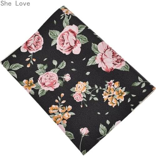 Chzimade Printed Flowers Leather DIY Fabric For Handbags Garments DIY Material Craft Making Accessories