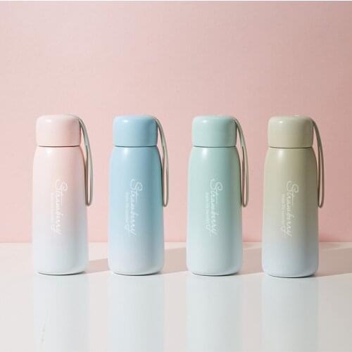 Colorful gradient thermos cup cute student mini water cup portable stainless steel vacuum thermos cup