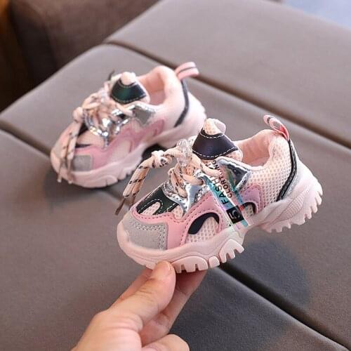 Baby Shoes Girls Sport Shoes New Spring Fashion Breathable Children Shoes Soft Bottom Non-slip Casual Kids Girl Sneakers E530