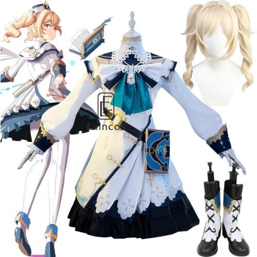 Genshin Impact Barbara Cosplay Costume Wigs Shoes Dress Game Uniforms Book Women Halloween Party Costumes Full Set