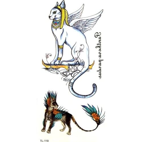 Greek Undead Cat God Waterproof Temporary Tattoos Men Tatuagem Henna Tattoo Stickers Greek Mythology Animal Kids Tatoo For Girl