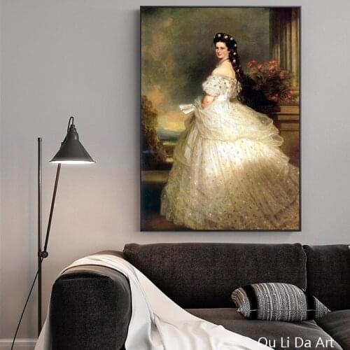 Classical court figure princess white skirt portrait oil paintings canvas printing printed on canvas wall art decoration picture