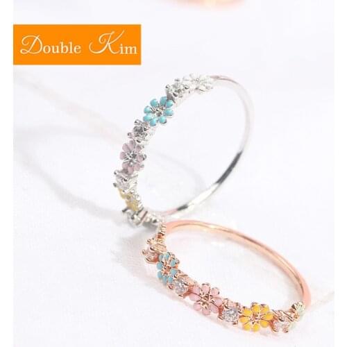 Daisy Flowers Ring Micro-inlaid Zircon Copper Alloy Rose Gold Silver Plated Inlaid Rings Fashion Trendy Women Jewelry Gift