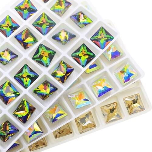 Crystal Diamonds Applique Square Rhinesthoes Strass Nail Art Decorations Beads And Stones For Jewelry Making DIY Wedding Dress