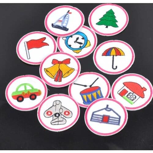 5pcs/lot Round Patches Mixed Badge Iron on Clothing Jeans Hats Decoration Repair Decals Sewing On Motif Patches CP1054