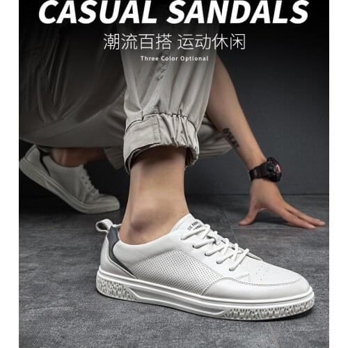 Young White Pure Shoes Man Leisure Causal Shoes Vigorious Low Top Leather Breathable All Season Shoes