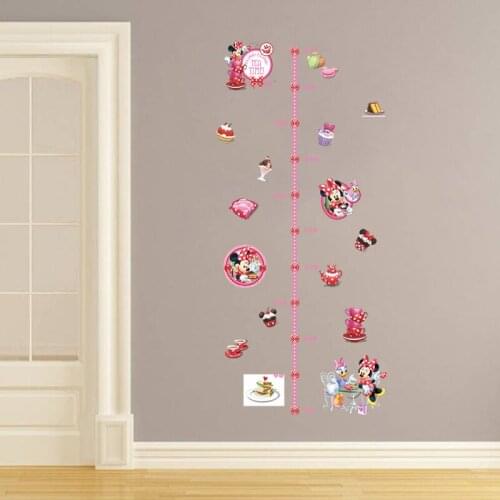 Cartoon Disney Mickey Minnie Growth Chart Wall Stickers For Kids Rooms Living Room Decor Height Measure Children Toys Wallpaper